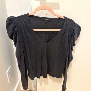 7 For All Mankind Puff Shoulder Long Sleeve blouse T shirt Top-sz XS